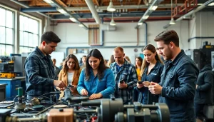 Students training at a Trade School Knoxville TN, engaging in hands-on learning with modern tools.