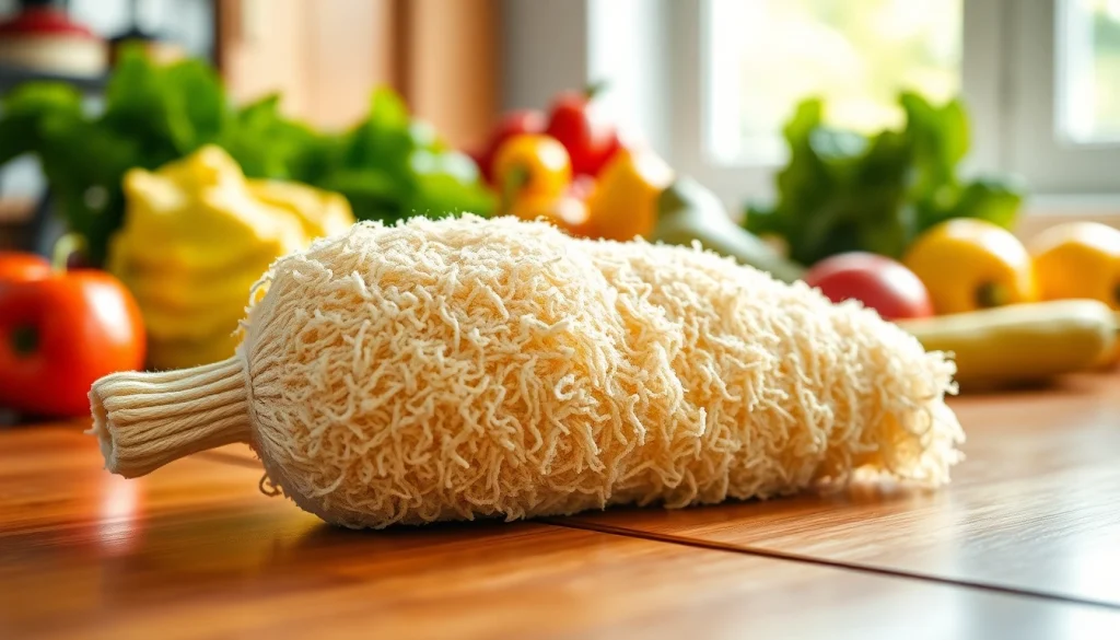 Use kitchen loofah scrubber to clean vegetables and enhance your kitchen's sustainability.