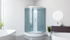 Duschkabine 90x90 komplett im modernen Badezimmer mit eleganten Details.