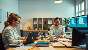 Professional workspace utilizing 有道翻译 for effective team collaboration in translation tasks.