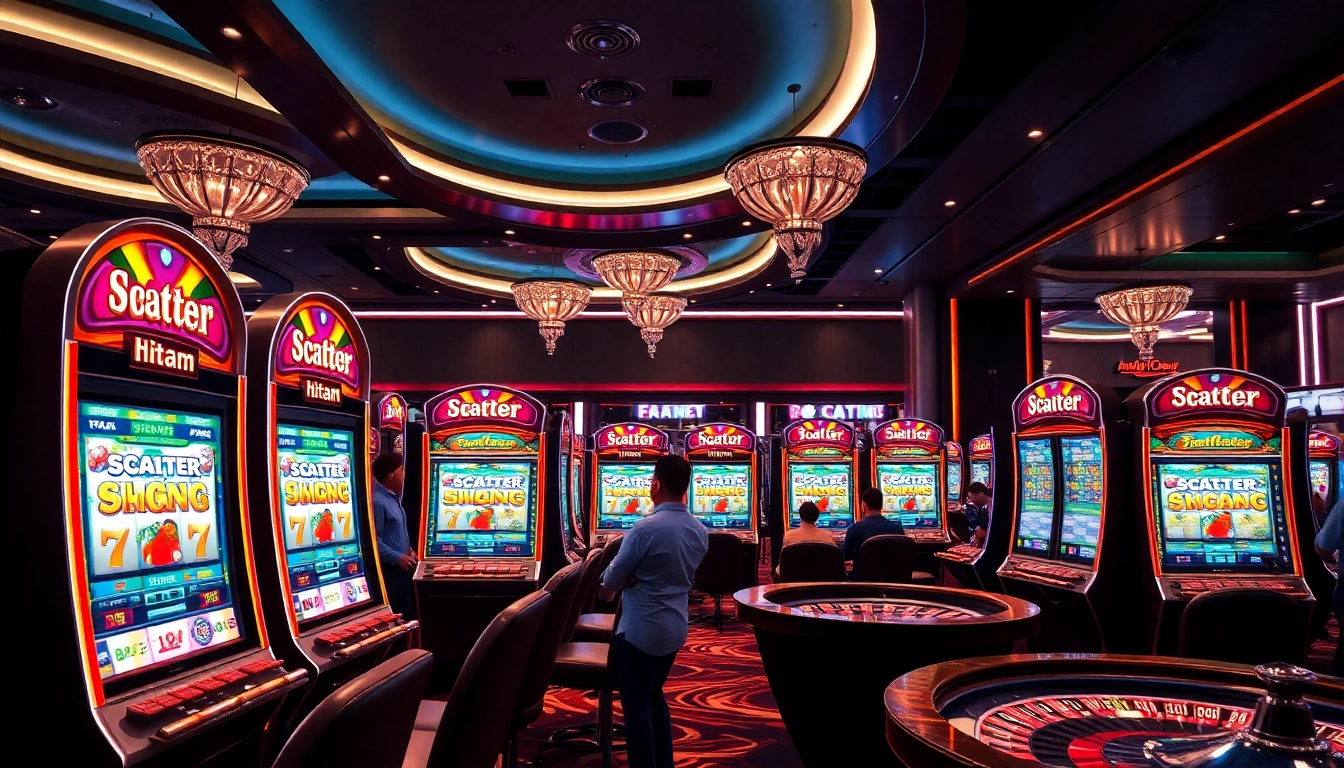 Play exciting slot demo scatter hitam games in a luxurious casino setting.