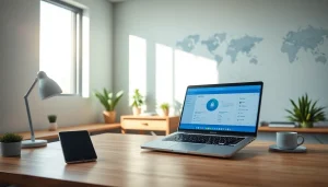 快连 VPN 界面，展示现代科技工作区，提供可靠的在线体验。