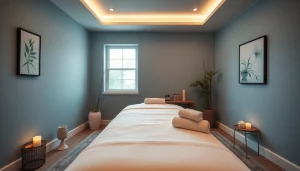 편안한 분위기와 부드러운 조명이 있는 포항스웨디시 마사지 룸.