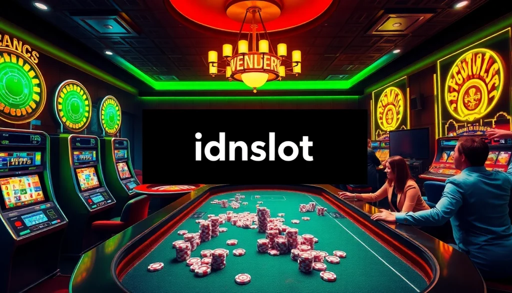 Experience the excitement of idnslot at a vibrant online casino with engaging slot machines and tables.