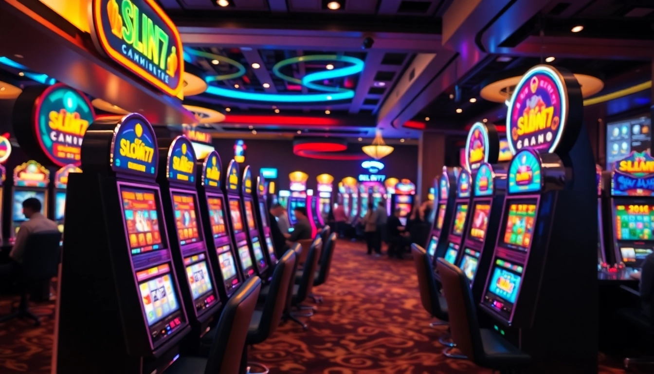 Slot77 permainan slot dalam suasana kasino yang penuh energetik.