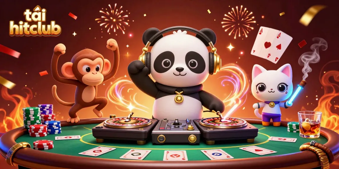 Experience gameplay at tải hitclub with a vibrant 3D scene blending casino elements and animated characters.
