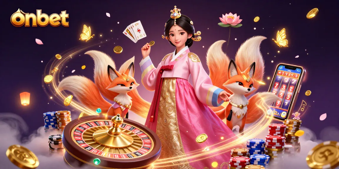 Experience thrilling gameplay at onbet with a vibrant illustration featuring casino elements and a mystical atmosphere.