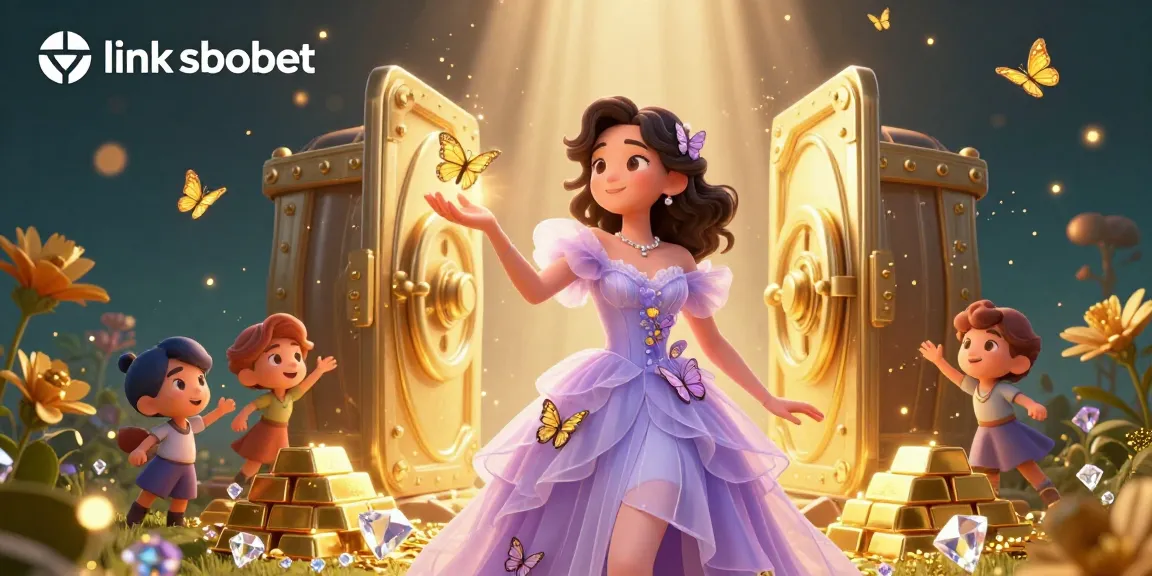 Experience thrilling betting with link sbobet in a vibrant, rich 3D casino scene.