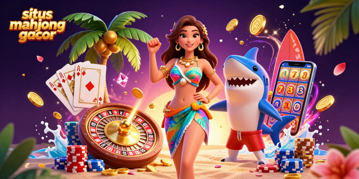 Experience the excitement of situs mahjong gacor with a vibrant 3D illustration featuring stunning casino elements and dynamic characters.