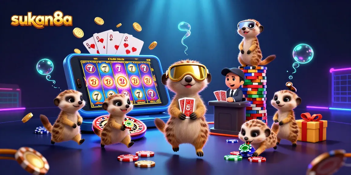 Experience thrilling gameplay at sukan8a with our meerkat casino characters over a colorful slot adventure.