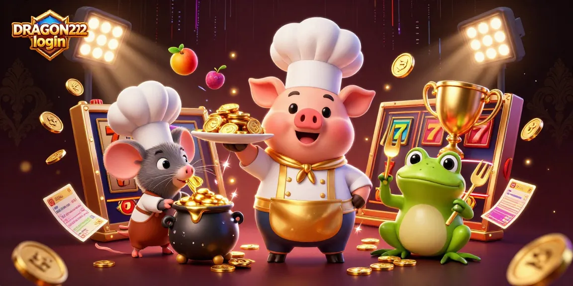 Engage with DRAGON222 login, featuring vibrant characters securing gold coins in a dynamic casino setting