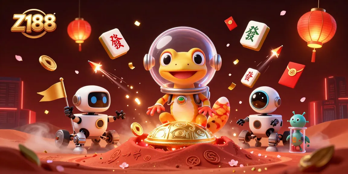 Experience the excitement of Z188 with a Martian gecko uncovering a hidden golden casino.