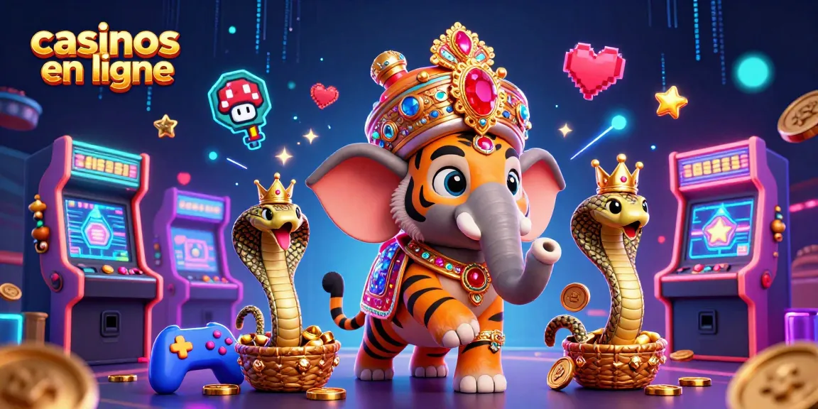 Jouez aux casinos en ligne avec des machines à sous colorées et un tigre majestueux.