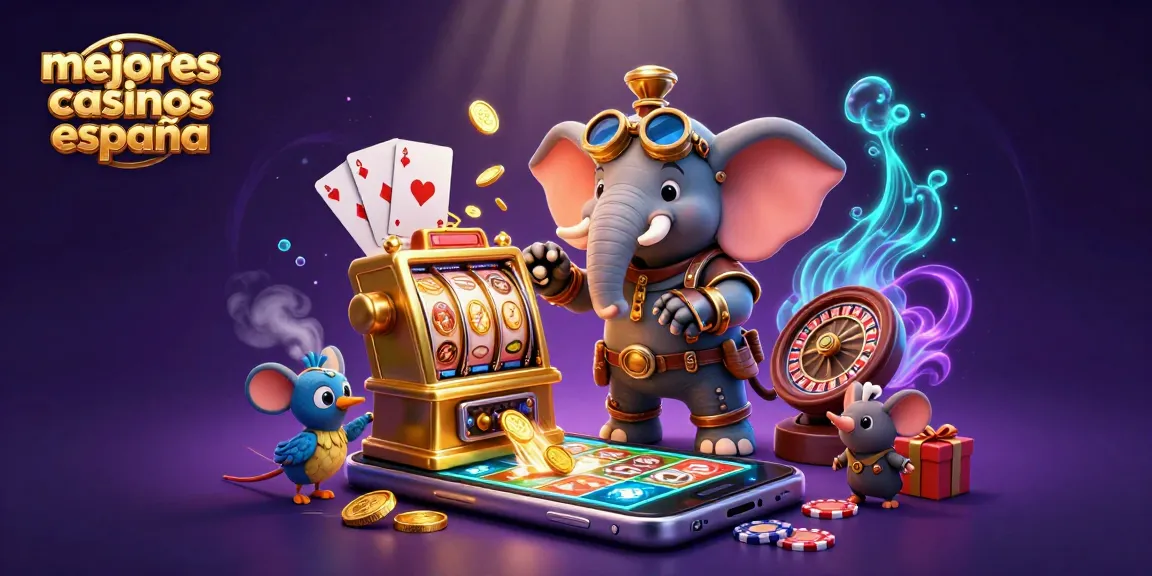 Gira la ruleta y descubre los mejores casinos en España con el ingenioso elefante steampunk y sus compañeros de juego.