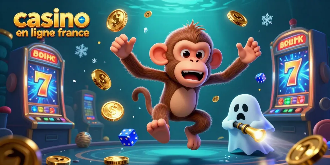Découvrez un casino en ligne en France où un singe poltergeist jette des pièces d'or parmi des machines à sous.