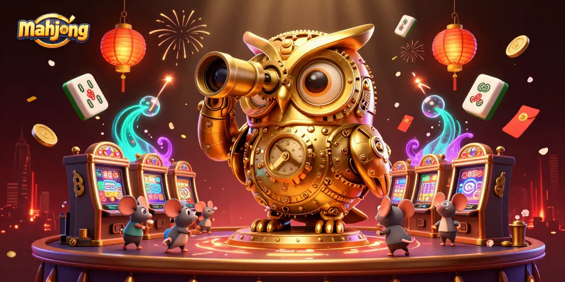 Play thrilling mahjong with a dynamic casino scene featuring colorful 3D characters and game elements.