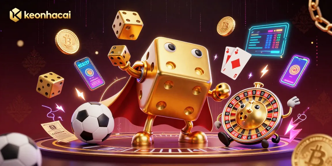 Bet on keonhacai with a dynamic illustration showcasing sports betting excitement and golden dice