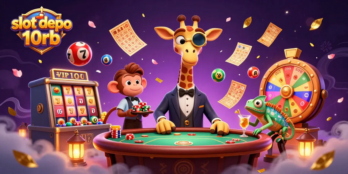 Spin to win big at slot depo 10rb with animated characters and colorful casino elements around!
