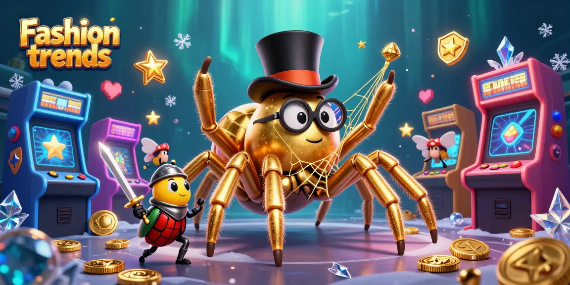 Experience Fashion trends in gambling with a golden tarantula and knight amid vivid casino elements.